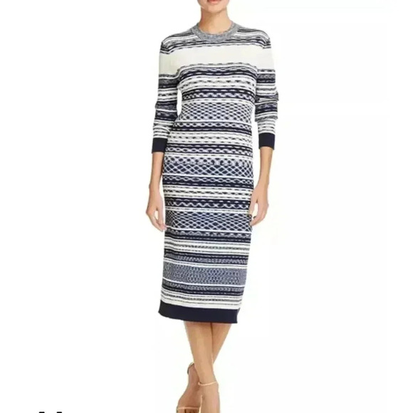 Tory Burch Julie Mixed Stripe Knit Sweater Dress  XS/S - Picture 1 of 9